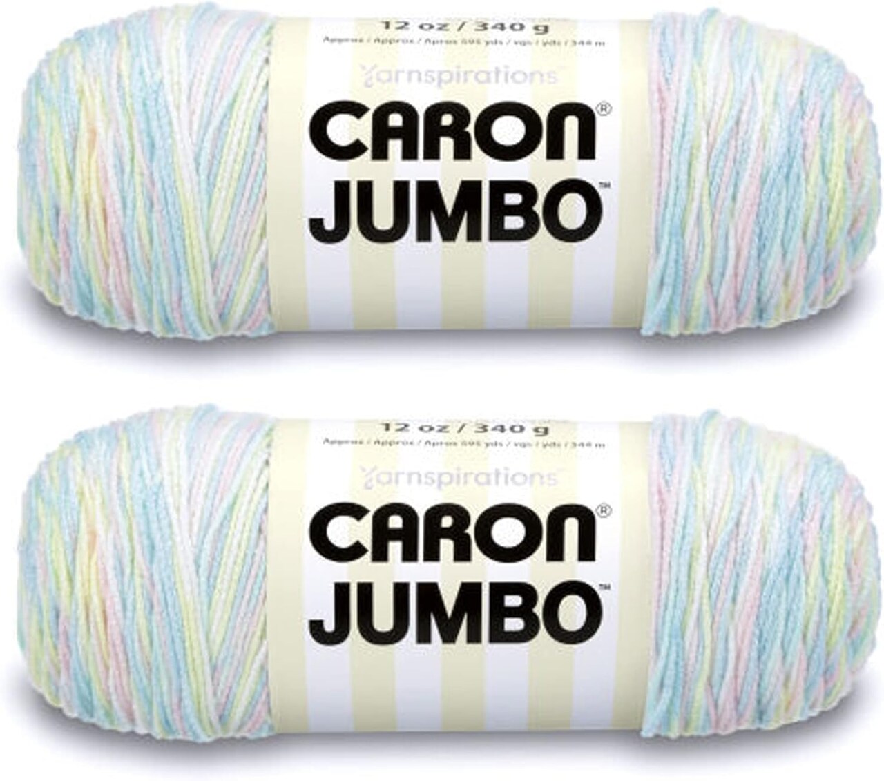 Jumbo Prints Baby Rainbow Yarn – 2-Pack, 340g / 12oz Each, 595 Yards, #4 Medium Worsted Acrylic Yarn for Knitting & Crochet